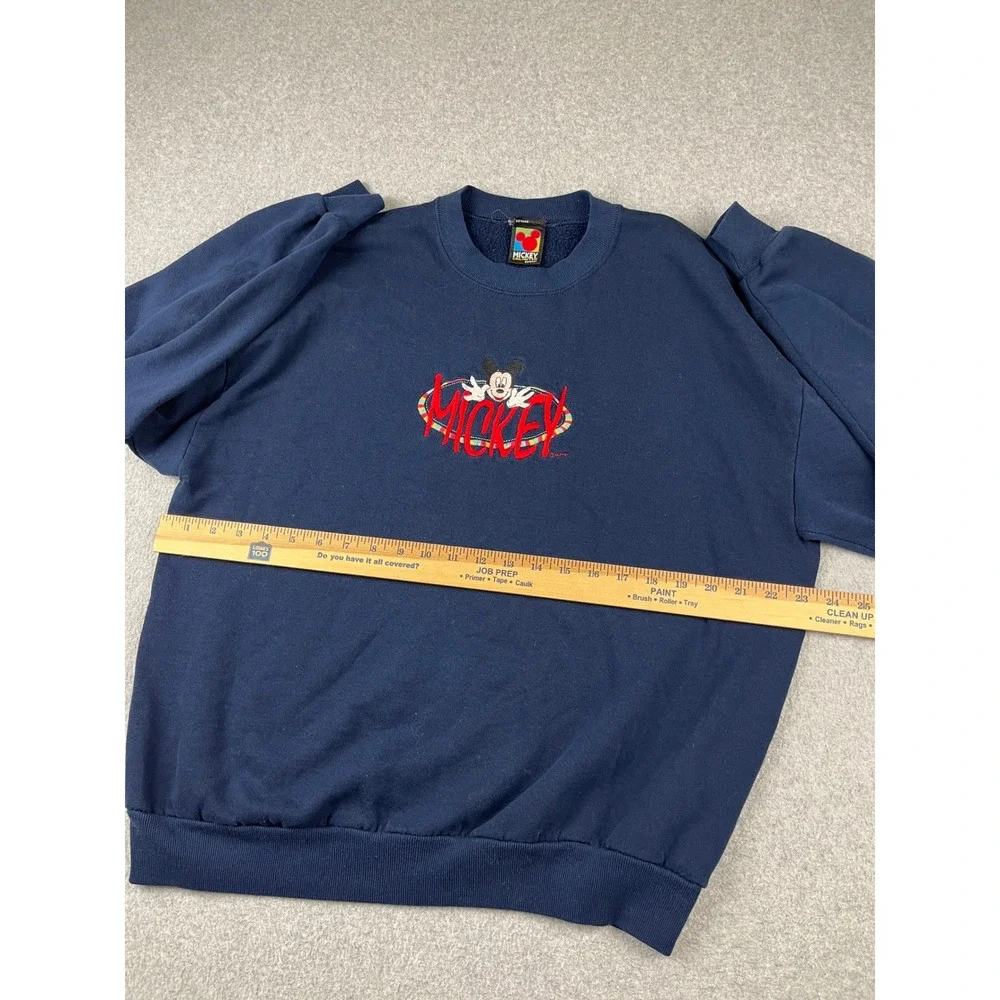 Vintage Mickey Mouse Sweatshirt Mens XL Navy Blue Embroidered Disney Crewneck